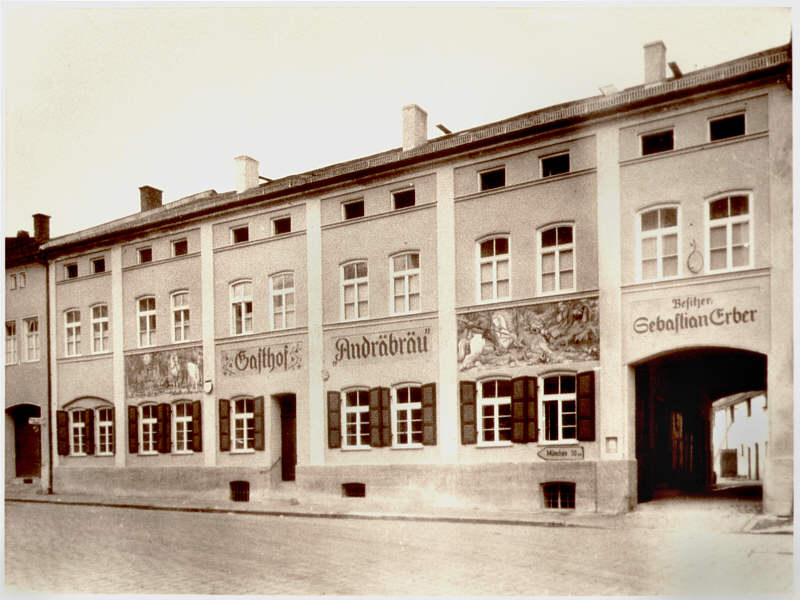 Stadtplatz 1955, Brauerei Gasthof Andr Bru, Besitzer Sebastian Erber