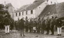 Auf dem Gries, B�rgerwehr dargestellt bei historischem Festzug um 1900??