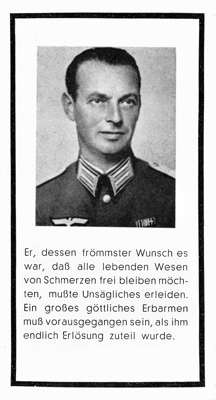 Sterbebildchen Willibald Kolmsperger 1941