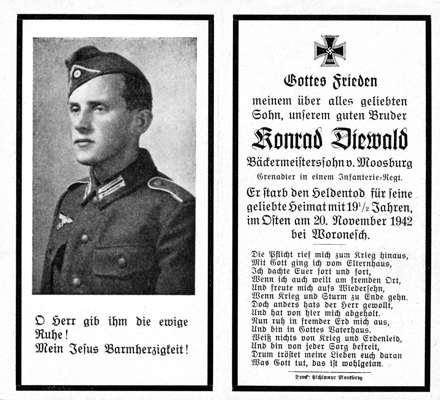 Sterbebildchen Konrad Diewald 1942