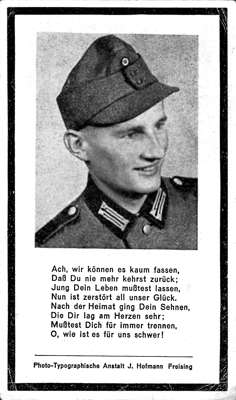 Sterbebildchen Martin Kratzer *11.06.1922 †25.04.1944
