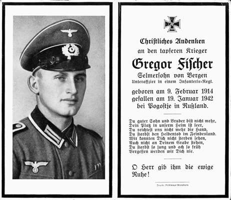 Sterbebildchen Gregor Fischer *09.02.1914 †19.01.1942