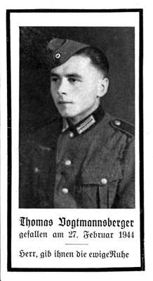 Sterbebildchen Thomas Vogtmannsberger *24.10.1921 †27.02.1944