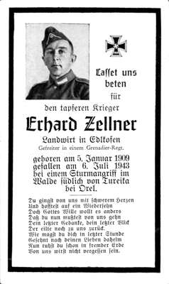 Sterbebildchen Erhard Zellner *05.01.1909 †06.07.1943