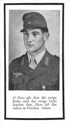 Moosburg Sterbebildchen Hans Berger, 1944