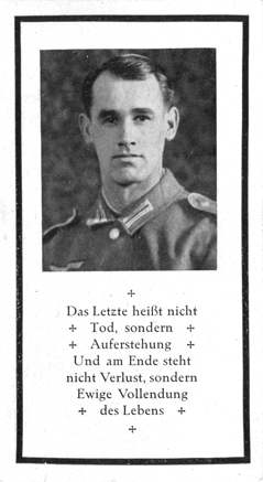Moosburg Sterbebildchen Josef Betzl, 1944