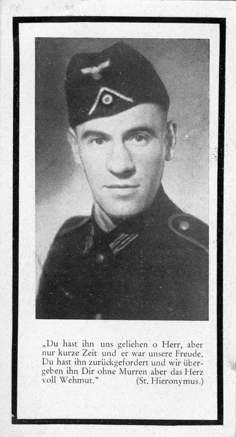 Moosburg Sterbebildchen Johann Gandorfer, 1945