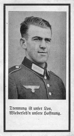 Moosburg Sterbebildchen Johann Herzog, 1942