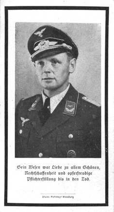 Moosburg Sterbebildchen Rupert Hofreiter, 1944