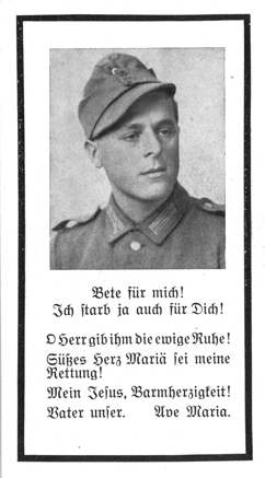Moosburg Sterbebildchen Johann Meier, 1944