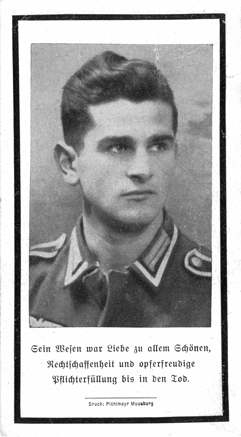 Moosburg Sterbebildchen Rupert Oberpriller, 1944