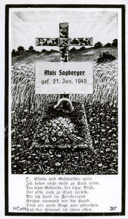 Moosburg Sterbebildchen Alois Sagberger, 1945