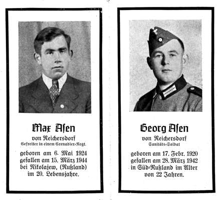 Sterbebildchen Georg & Max Asen *1920 †1942 & *1924 †1944