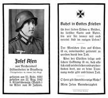 Sterbebildchen Josef Asen *15.02.1912 †22.08.1942