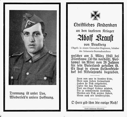 Sterbebildchen Adolf Kraust *1917 †03.03.1943