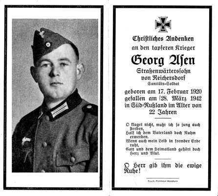 Sterbebildchen Georg Asen *17.02.1920 †28.03.1942