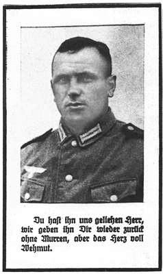 Sterbebildchen Hans Wadenstorfer *1911 †01.08.1944