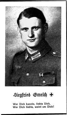 Sterbebildchen Siegfried Gmelch *04.12.1916 †03.1945