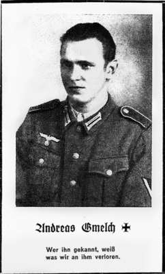 Sterbebildchen Andreas Gmelch *1922 †08.02.1945