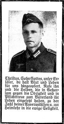 Sterbebildchen Sebastian Wiesm�ller *1904 †24.07.1944