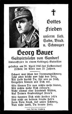 Sterbebildchen Georg Bauer *1920 †20.04.1945