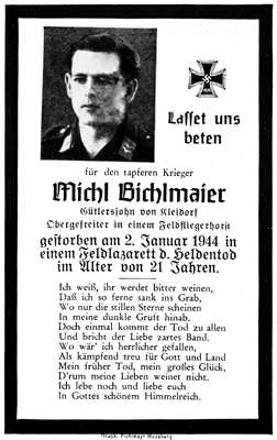 Sterbebildchen Michael Bichlmeier *1923 †02.01.1944