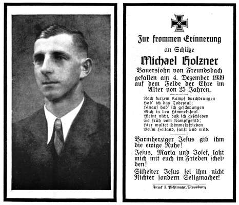 Sterbebildchen Michael Holzner *25.01.1914 †04.12.1939