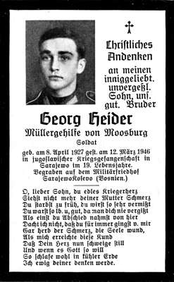 Sterbebildchen Georg Heider *08.04.1927 †12.03.1946