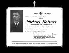 Todesanzeige Michael Holzner *1914 †04.12.1939