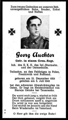 Sterbebildchen Georg Auchtor *22.12.1921 †05.07.1943