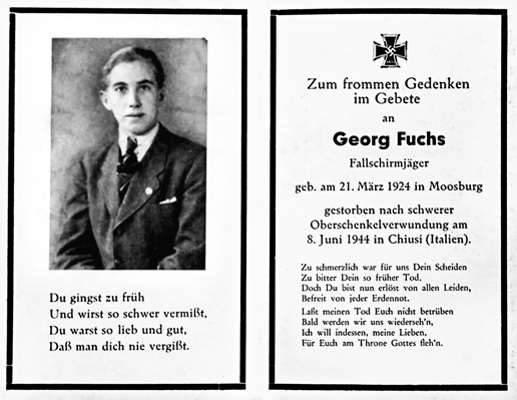 Sterbebildchen Georg Fuchs *21.03.1924 †08.06.1944