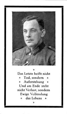 Moosburg Sterbebildchen Anton Brenninger, *29.04.1900 †24.06.1946