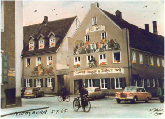 Moosburg, M�nchnerstrasse, Alte Post, Valentin Ott, 5.7.1965