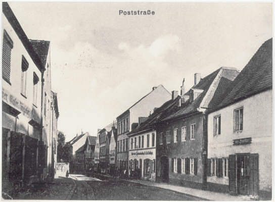 Moosburg, Poststrasse, heute Weingraben, Ausschnitt aus Postkarte von 1912