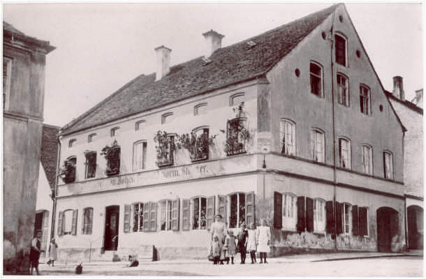 Weingraben, Metzgerei Oswald, vormals St�rzer, sp�ter Fertl um 1915