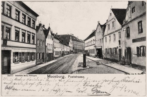 Moosburg, Poststrasse, heute Weingraben, Postkarte 15.04.1904
