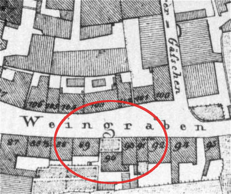 Moosburg,  Ausschnitt aus dem Stadtplan von 1812