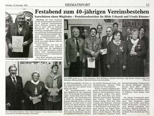 Festabend zum 40-j�hrigen Vereinsbestehen der Isarsch�tzen