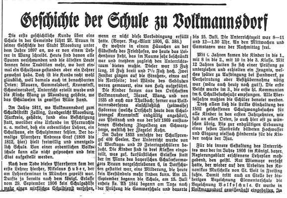 Geschichte der Schule zu Volkmannsdorf