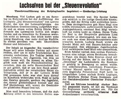 Theaterauff�hrungen im Kolpingheim November 1958