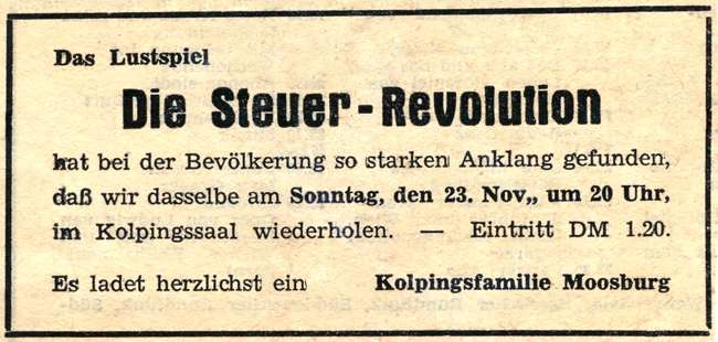 Anzeige zur Wiederholung Sonntag 23. November 1958