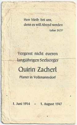1947 - zum Abschied von Pfarrer Quirin Zacherl