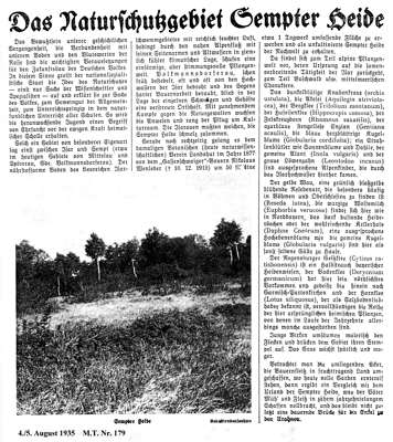 Das Naturschutzgebiet Semter Heide, aus M.T. Nr. 179 4./5. August 1935