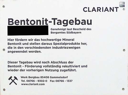 Bentonit-Tagebau, Tafel in Gammeldorf