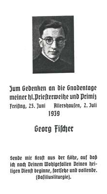 Georg Fischer, zum Gedenken an Priesterweihe und Primiz