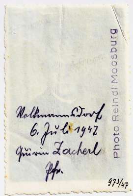 1947, Pfarrer Quirin Zacherl, Volkmannsdorf (R�ckseite)