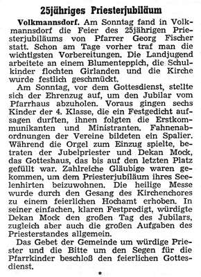 MZ Juni 1964 zum 25-j�hrigen Priesterjubil�um von Pfarrer Georg Fischer