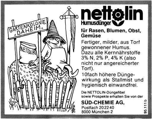 Anzeige S�d Chemie Humusd�nger Nettolin - 1980