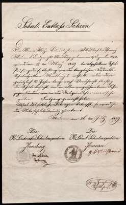 Schul-Entla�-Schein 1859, Maria Mayr *1843
