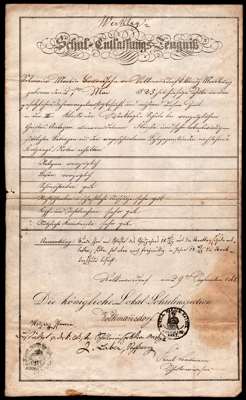 Werktag-Schul-Entlassungs-Zeugnis 1848, Martin Selmaier *1835